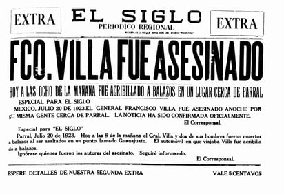 El Siglo publica la muerte de Villa