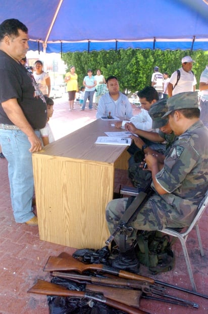 Respuesta. Las armas fueron aseguradas por la Sedena. 