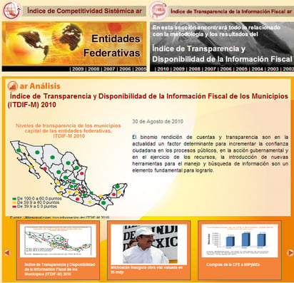 Reprobados. La consultora Aregional.com evaluó a municipios de México en transparencia, los que promediaron 51.o3 puntos.  INTERNET