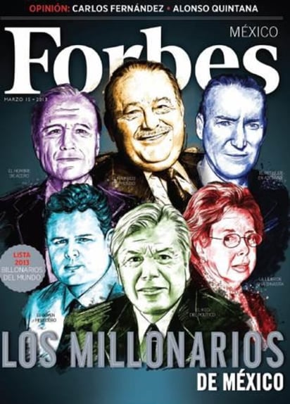 El rankeo elaborado por primera vez por la revista en su edición México, hace un repaso de las áreas productivas y empresariales en las que incursionan este grupo selecto de millonarios y de los orígenes y desarrollo de sus fortunas. (ESPECIAL)
