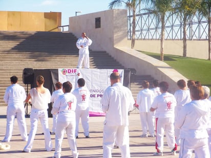 Relajación. Más de 300 adultos mayores recibieron el equinoccio de primavera con ejercicios de Tai Chi y música en la Plaza Mayor.