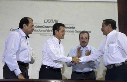 Inauguración. El presidente Enrique Peña Nieto, durante la inauguración de la 78 Asamblea General Ordinaria de la Confederación Nacional de Organizaciones Ganaderas, en Zacatecas.