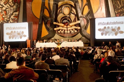 Encuentro. Aspectos del Encuentro Nacional de Autodefensas, el cual se celebró en el Polyforum Cultural Siqueiros.