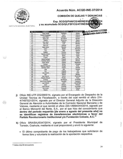 Documento. La Comisión Nacional Bancaria y de Valores señala que no se registraron las transferencias al PRI.