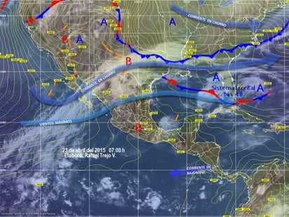 Una línea seca en el norte de Coahuila y Nuevo León interaccionará con un canal de baja presión extendido desde el norte hasta el oriente de México, así como con la entrada de humedad del Océano Pacífico. (Cortesía)
