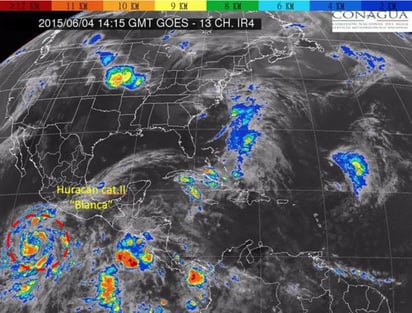 'Blanca' generará lluvias muy fuertes (50 a 75 milímetros) acompañadas de tormentas eléctricas en Jalisco, Michoacán y Guerrero, y fuertes (25 a 50 milímetros) en Colima. (Especial)
