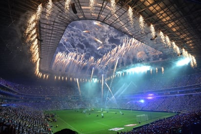 El nuevo estadio de los Rayados de Monterrey, que tiene capacidad para 51 mil espectadores y lució lleno para presenciar su primer partido.  (EFE)