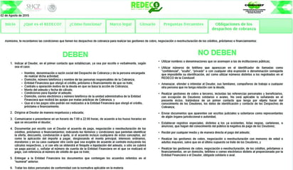 Portal. Las personas que son intimidadas por despachos de cobranza pueden consultar la página de Internet de la Condusef, en donde aparece el logo de Redeco y presentar su queja.