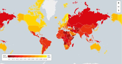 Problema global. Así representa Transparencia Internacional el nivel de corrupción que hay en todos los países.