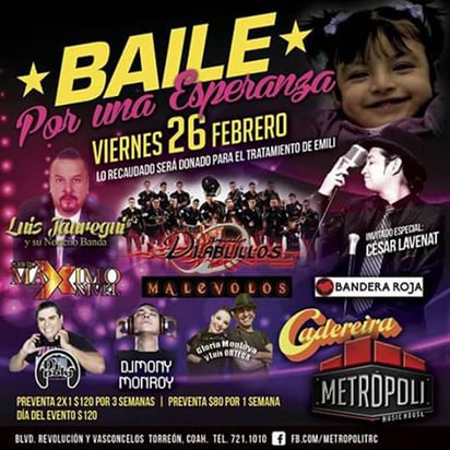 Con baile. Familiares de Emili organizaron un evento para recaudar fondos para cubrir el tratamiento. (Cortesía)