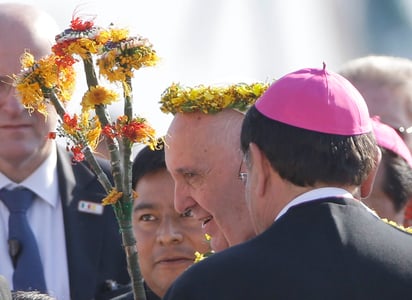 El Papa Francisco llegó a Chiapas esta mañana de lunes para reunirse con miles de feligreses en San Cristóbal de las Casas y Tuxtla Gutiérrez.  (AP)