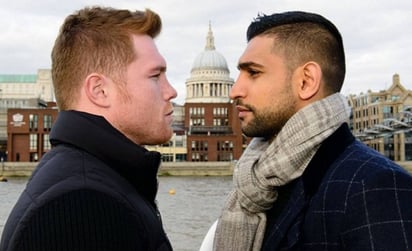 Saúl Álvarez y Amir Khan se enfrentarán el próximo 7 de mayo en Las Vegas. 'Canelo' expone su título mediano del CMB. (Especial)