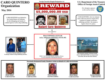 Buscados. La DEA pone entre los más buscados a tres mexicanos además también incluye a la pareja de Caro Quintero.