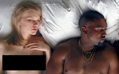 Taylor Swift quien aparece acostada justo a un lado de Kanye, también fueron retratados otros famosos como Ray J (con quien Kim Kardashian filmó su famoso video pornográfico), Bill Cosby, Caitlyn Jenner, Rihanna, Chris Brown y Donald Trump. (ESPECIAL) 
