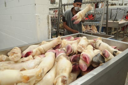 En el mismo. Para limpiar las patas de las vacas y los cerdos sacrificados, siguen empleando el equipo viejo. (Ramón Sotomayor)