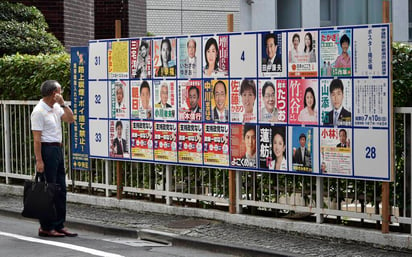 Expectativas.  Las elecciones de hoy para la Cámara Alta del Parlamento japonés podrían cambiar la dirección del país.