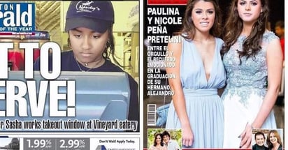 Exhiben. En Twitter levantó polémica que mientras Sasha Obama, hija del Presidente de Estados Unidos, Barack Obama, laboró como cajera en un restaurante, las hijas de Enrique Peña Nieto aparecen en revistas de sociales. (ESPECIAL) 