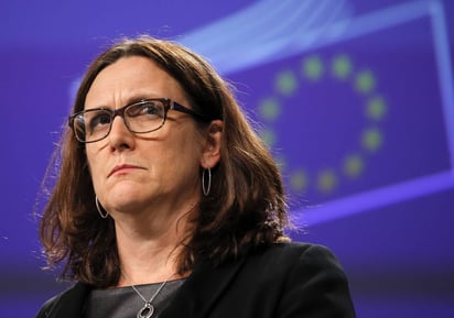 Propuesta. La comisaria europea de Comercio, Cecilia Malmstrom, ofrece una rueda de prensa .