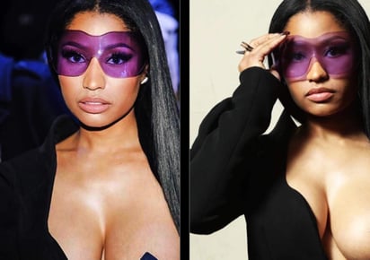 Muestra pecho desnudo Nicki Minaj en París