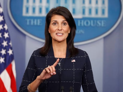 Trabajo. La embajadora Nikki Haley dijo que Estados Unidos trabaja con China para presionar a Corea del Norte 