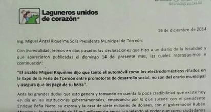 Lamentaron la filtración de un audio dado a conocer a través de redes sociales, en el que presuntamente Miguel Riquelme, hoy candidato a la gubernatura, pide investigar a los firmantes de un documento que solicitan transparentar recursos, enviado por la asociación. (ESPECIAL)