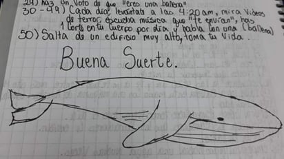 El reto de la 'Ballena Azul' surgió en internet, juego que incita a los jóvenes al suicidio. (TWITTER)