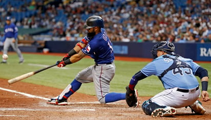 Rougned Odor conectó par de cuadrangulares y produjo tres carreras en la victoria de Rangers 6-5 sobre Tampa Bay. (AP)