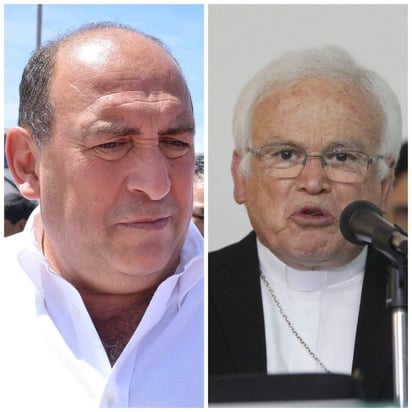 El gobernador de Coahuila, Rubén Moreira Valdez (izq.), culpó al obispo de Saltillo, Raúl Vera López (der.), de la evasión de la justicia de curas que han sido acusados de cometer abuso sexual en perjuicio de menores de edad.