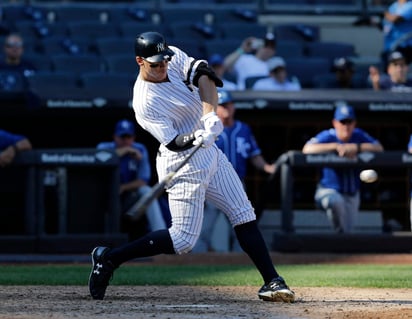 Aaron Judge conectó un jonrón solitario en el séptimo inning para llegar a 50 cuadrangulares en la temporada. (AP)