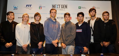 Jared Donaldson, Denis Shapovalov, Andrey Rublev, Daniil Medvedev, Gianluigi Quinzi, Hyeon Chung, Karen Khachanov y Borna. (Fotografía de AP)