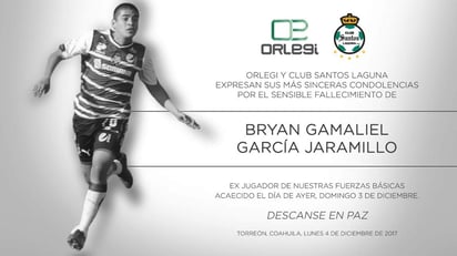 García Jaramillo, a quien apodaban 'Gama', nació en Torreón, Coahuila, tenía 21 años y estuvo en las filiales de Santos Sub 17 y Sub 20. (TWITTER)