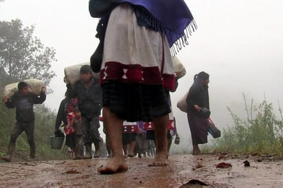  Cristóbal Pérez Pérez, su esposa, sus cinco hijos —cuatro menores de edad— y su nuera caminaron por las frías montañas, por veredas llenas de lodo, para encontrarse con la triste realidad; no podrán ocupar su vivienda, por colindar con Chenalhó. (EL UNIVERSAL)