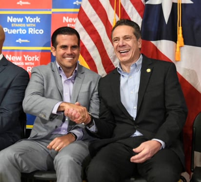 Reunión. El gobernador  Andrew Cuomo (Der.), estuvo en el Bronx junto a Ricardo Rosselló.