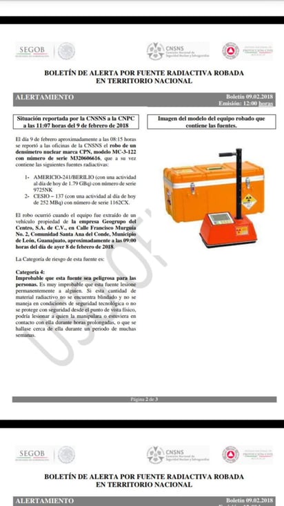 El alertamiento se emitió para las Unidades Estatales de Protección Civil de Guanajuato, Querétaro, Jalisco, Michoacán, San Luis Potosí, Aguascalientes y Zacatecas, así como a las instancias federales de Seguridad Nacional integrantes del Sistema Nacional de Protección Civil. (ESPECIAL)