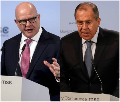 En pugna. H.R. McMaster (Izq.) calificó de 'incontrovertibles' las evidencias presentadas por Mueller contra trece ciudadanos rusos. Mientras que el ruso Serguéi Lavrov aseguró que las acusaciones en EU no son más que 'palabrería' hasta que no haya pruebas.