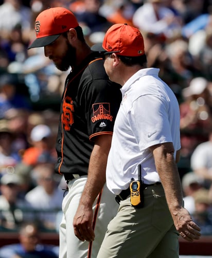 Madison Bumgarner estará fuera de acción aproximadamente dos meses. (AP)