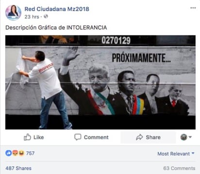 Alterado. En redes circula una imagen que muestra a un supuesto simpatizante de Morena retirando publicidad de la serie.