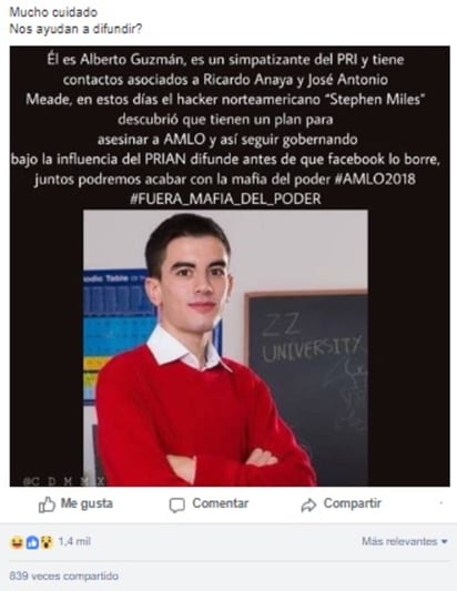 Falso. ¿Un sicario que busca atacar a AMLO? No, en realidad el hombre que se muestra en esta imagen viral es un actor porno. (FACEBOOK)