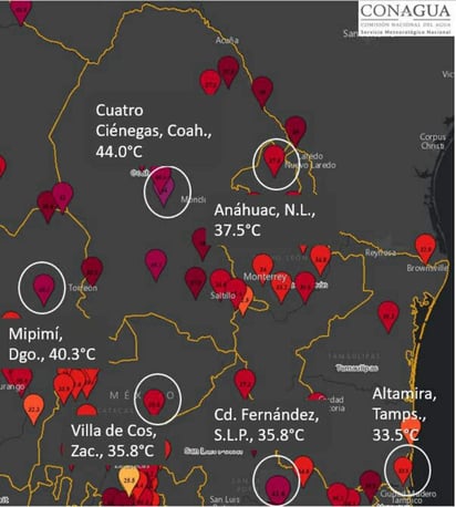 De acuerdo al Servicio Meteorológico Nacional la temperatura más alta en Coahuila fue en Cuatrociénegas y a la vez fue de las más altas en el país. (ESPECIAL)