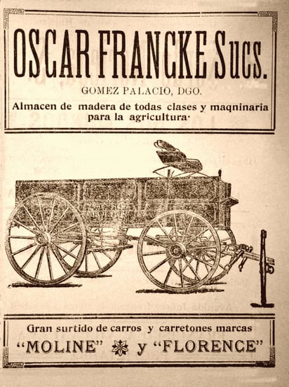 Carretones Oscar Francke. Directorio Comercial  de Torreón, 1905.
