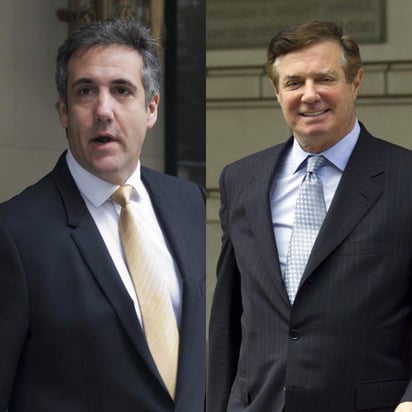 Culpables. A la izquierda, Michael Cohen, exabogado de Trump; a la derecha, Paul Manafort, exjefe de campaña del presidente. (ARCHIVO)