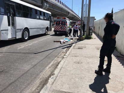 La mujer pretendía cruzar la calle cuando fue atropellada por la unidad, ambas llantas le pasaron por encima de la cabeza, lo que le provocó exposición de masa encefálica. (EL SIGLO DE TORREÓN)