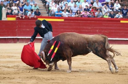 El de la Comarca, tuvo una buena faena ante un novillo que buscaba la zona de tablas, pero supo imponerse hasta sacarle tandas de mucho mérito, para luego con una estocada vistosa y fulminante, deshacerse del animal. (ARCHIVO)