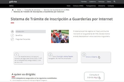 Servicio. En el portal del internet del IMSS, se puede encontrar información sobre la inscripción a la nueva estancia infantil. (CORTESÍA)