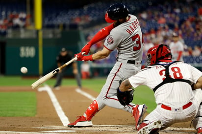 El estelar Bryce Harper ha jugado siete temporadas con los Nacionales de Washington, batea para .279 con 184 cuadrangulares y 521 carreras producidas.