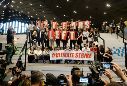 Exigencias. Los grupos ecologistas han realizado varias protestas en el centro de congresos de Katowice.