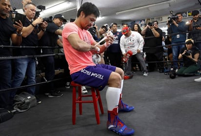 El filipino Manny Pacquiao durante una sesión de entrenamiento.