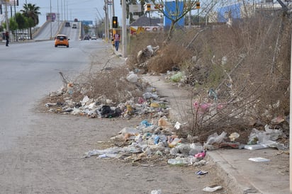 Hay basura, montones de tierra, escombros y hasta ramas secas en el carril derecho y cerca de las banquetas. (EL SIGLO DE TORREÓN)