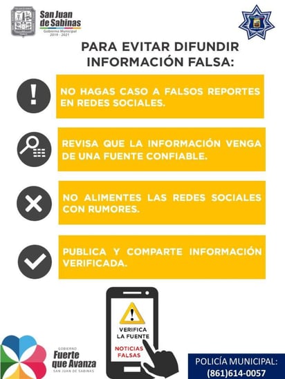 Autoridades estatales y municipales llaman a la comunidad a no publicar noticias falsas y a verificar la fuente antes de compartir cualquier información delicada. (ESPECIAL)