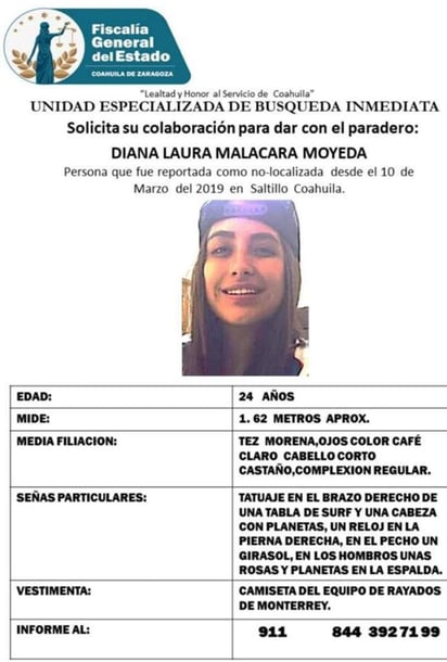 Se trata de la joven Diana Laura Malacara Moyeda, de 24 años de edad. (ESPECIAL)